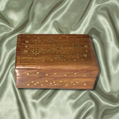 Handmade Keepsake Box with Brass Detailing - Leaves Design - Stylla London
