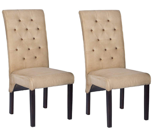 Upholstered Wooden Chairs - Set of 2 - Off White - Stylla London
