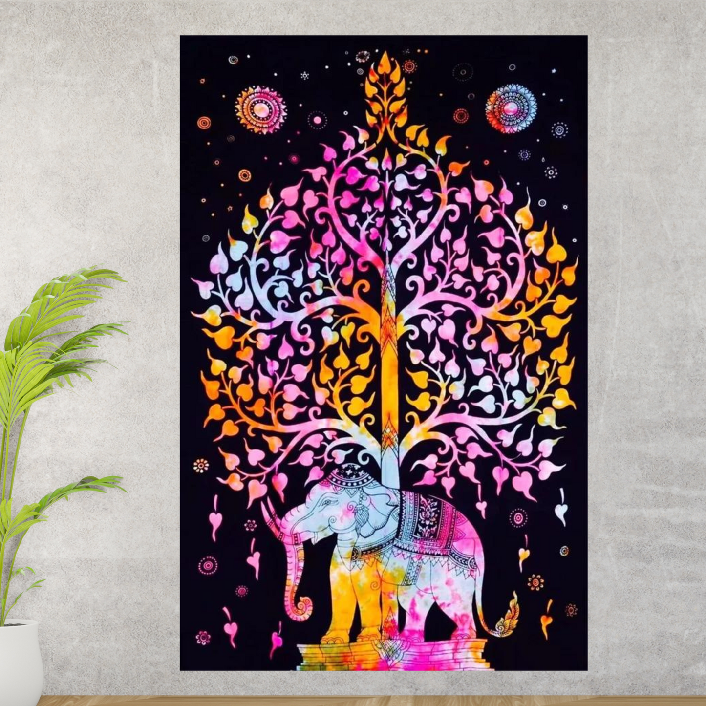 Elephant Tree of Life Wall Tapestry - Multicolor - Stylla London