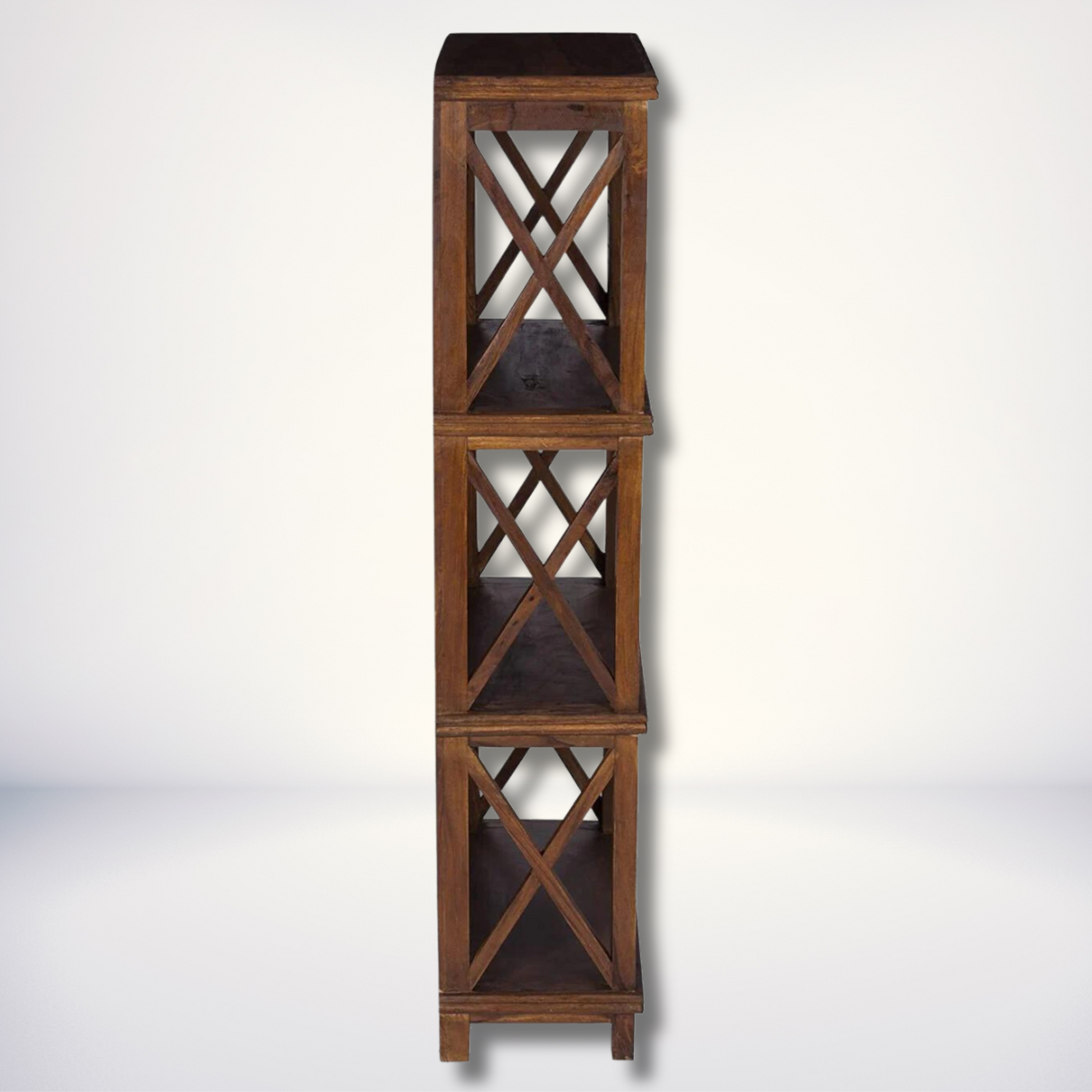 Handmade Wooden Bookcases with Cross Jali design - 3 Tier - Stylla London