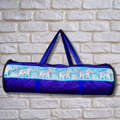Indian Silk Yoga Mat Bag and Carriers - Purple - Stylla London