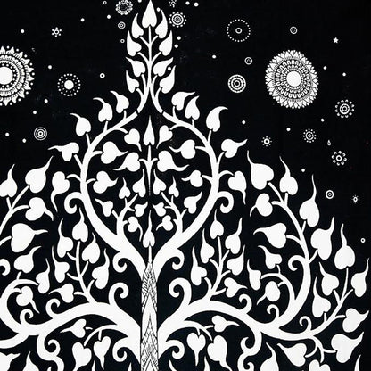 Elephant Tree of Life Wall Tapestry - White - Stylla London