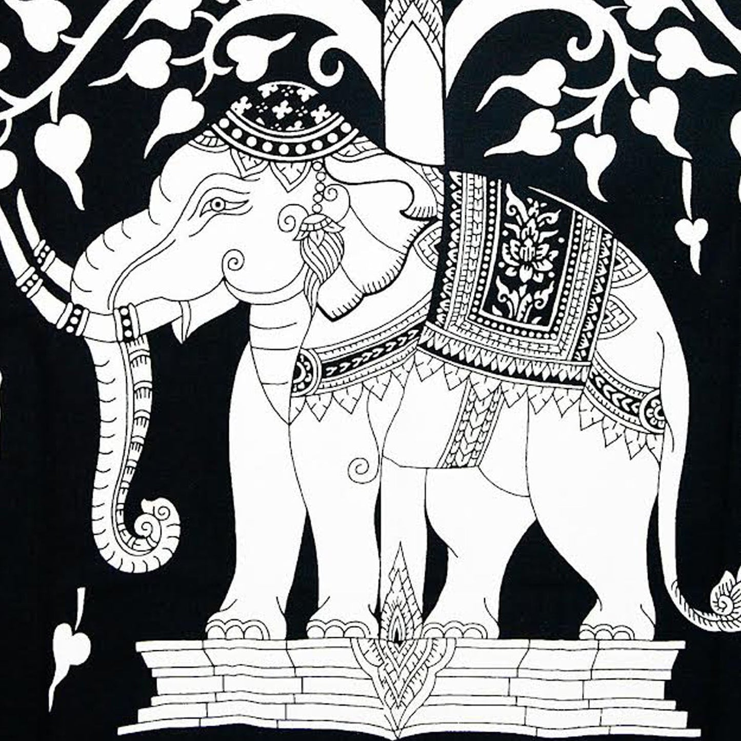 Elephant Tree of Life Wall Tapestry - White - Stylla London
