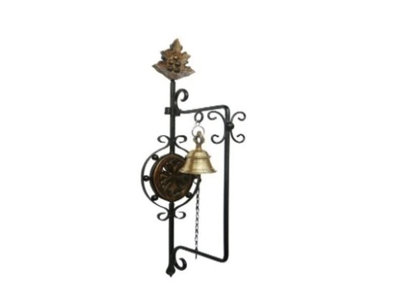 Retro Style Metal Hanging Bell with Wall-mounted Bracket - Leaf Design - Stylla London