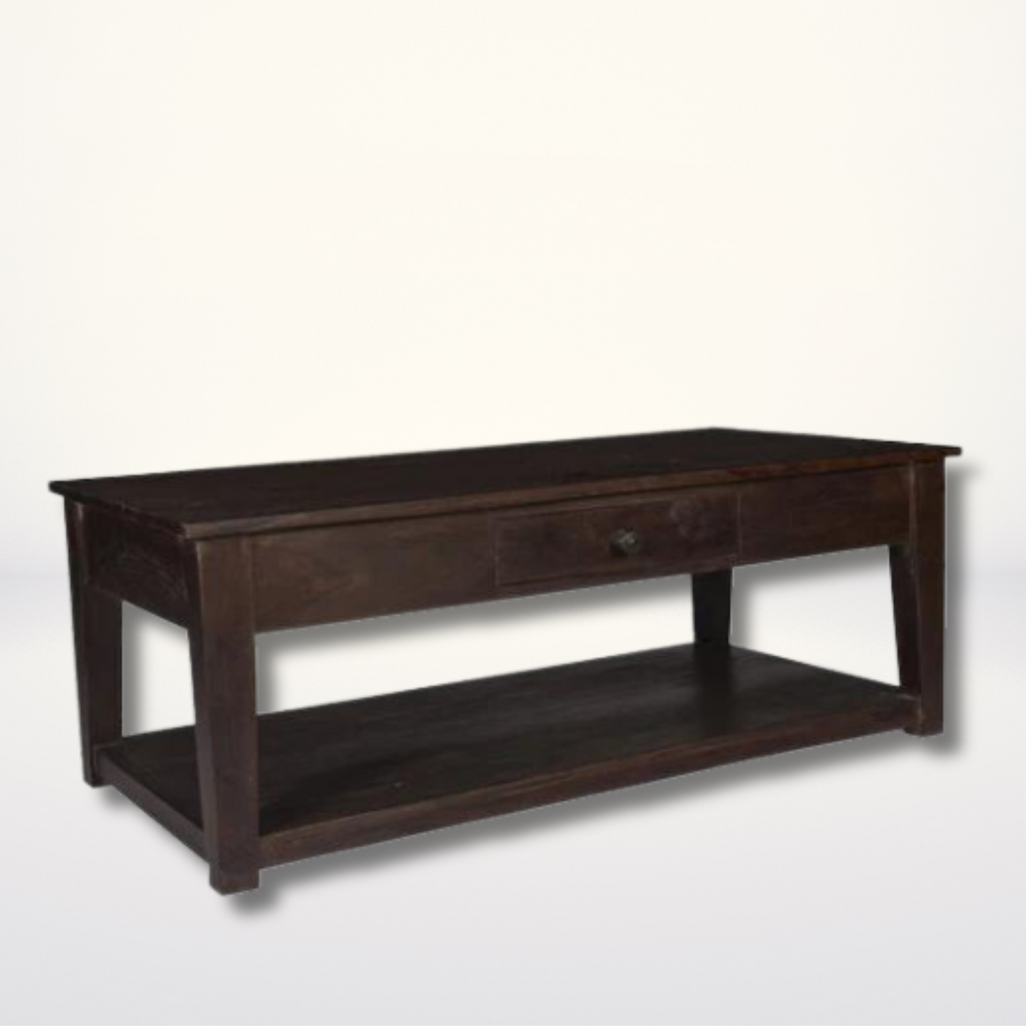 Contemporary Slim Wooden Coffee Table with Drawer - Dark - Stylla London