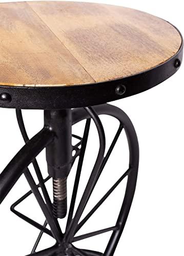 Stylla London Rustic Wood and Metal Vintage Bicycle Design Industrial Bar Stool with Adjustable Height - Stylla London