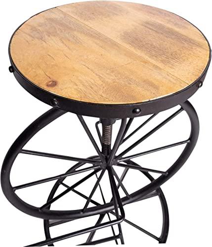Stylla London Rustic Wood and Metal Vintage Bicycle Design Industrial Bar Stool with Adjustable Height - Stylla London