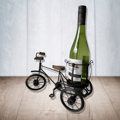 Mango Wood Wrought Iron Bicycle Style Wine Bottle Holder - Stylla London