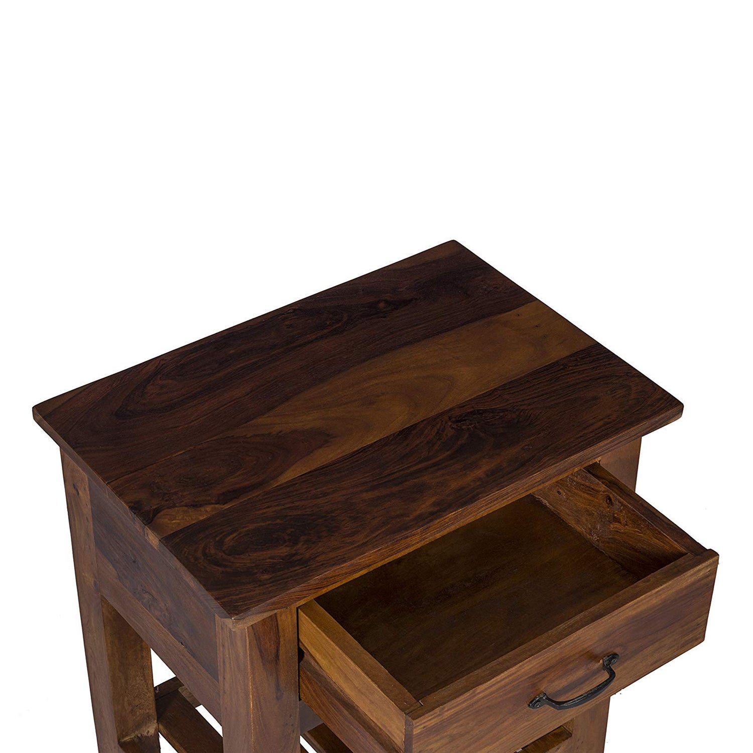 Wooden End Table with 2 Shelves and 1 Drawer - Stylla London