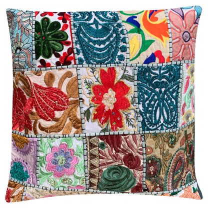 Vintage Sari Patchwork Cushion Covers - Perfect Grey - 41x41cm - Stylla London