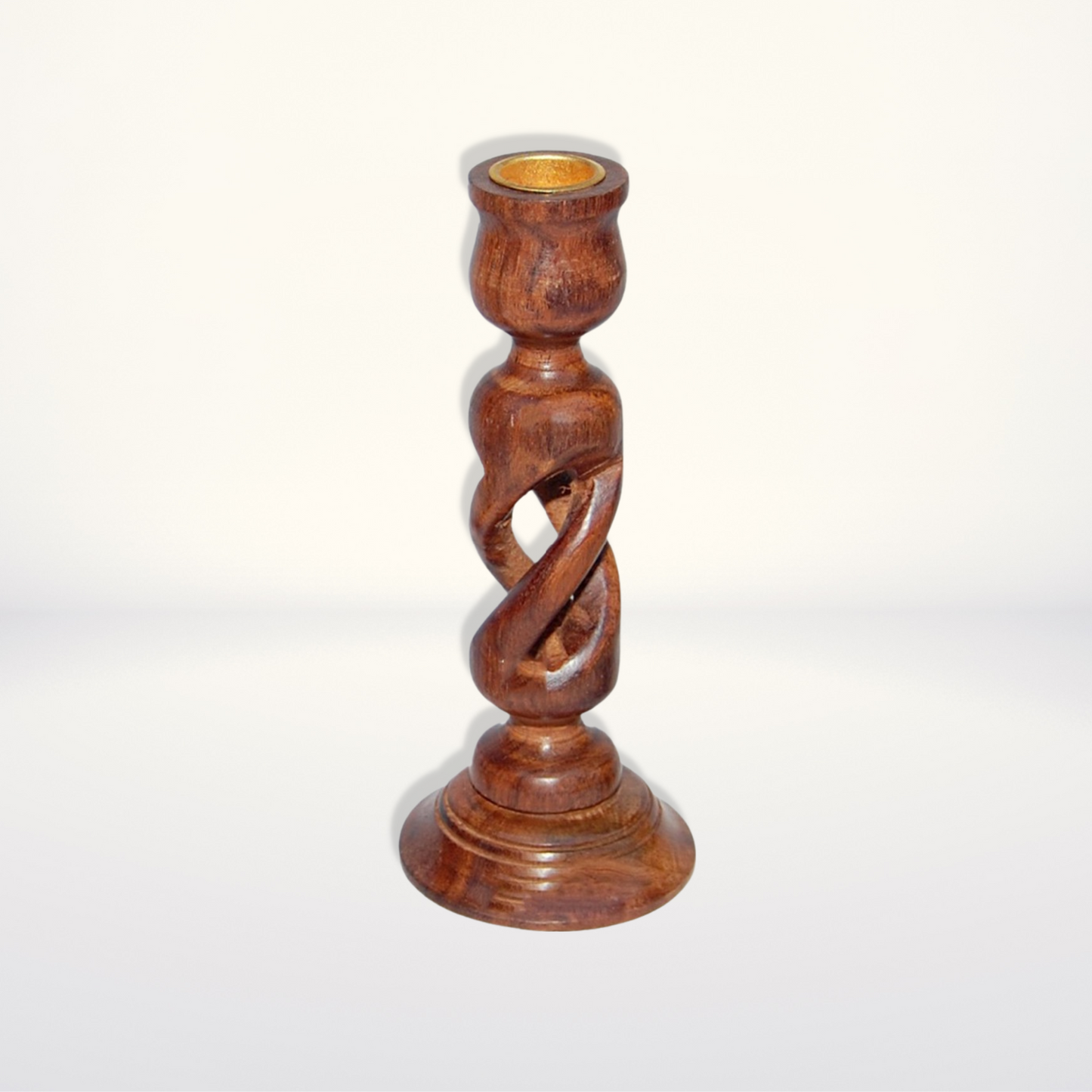 Handcrafted Wooden Candlestick Holder - Rope Design - Stylla London