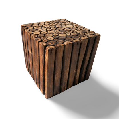Handmade Rustic Log Wood Square Stools
