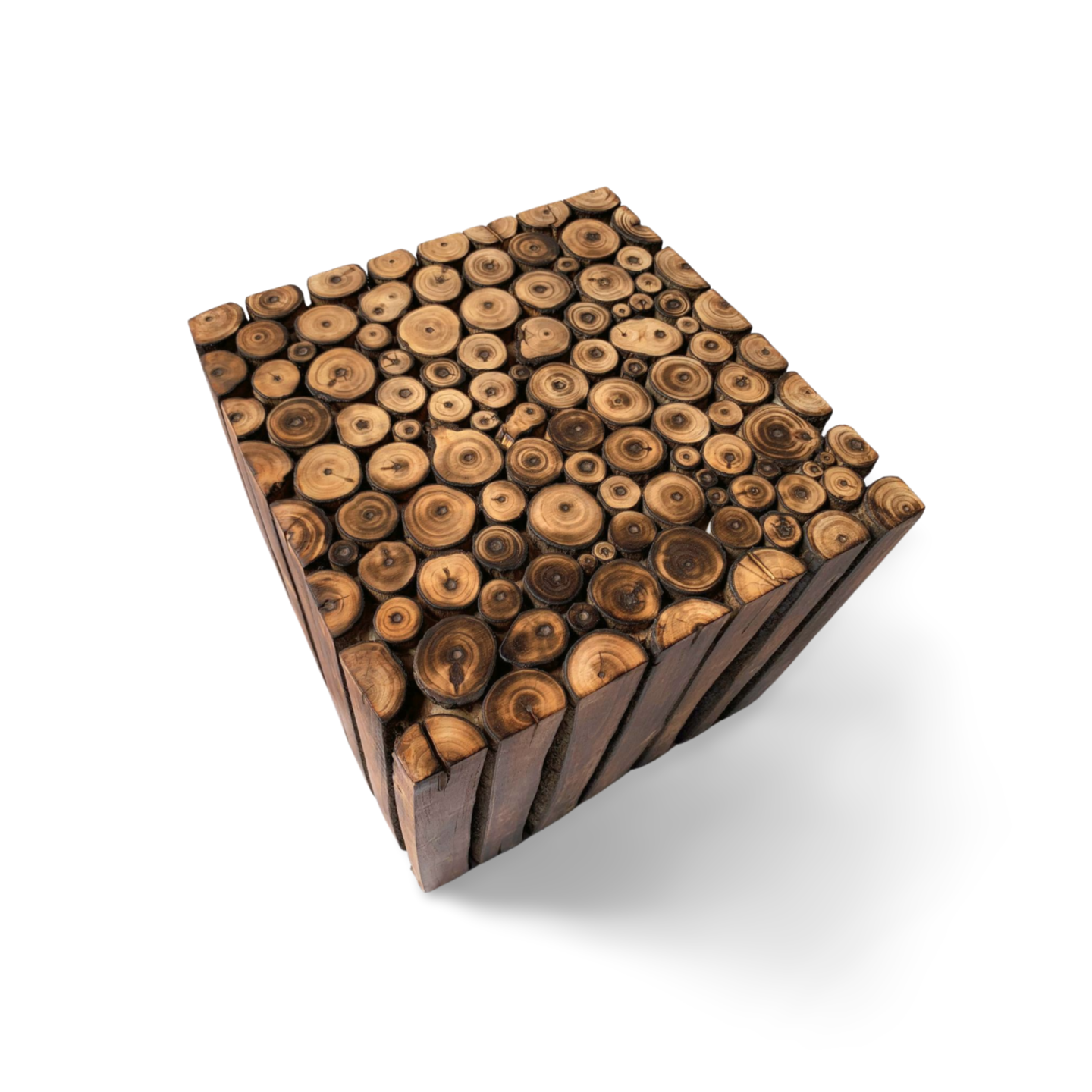 Handmade Rustic Log Wood Square Stools