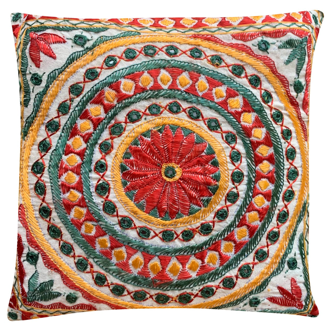 Thread Embroidery Work Rangoli Design Cotton Cushion Covers - Set of 5 - Stylla London