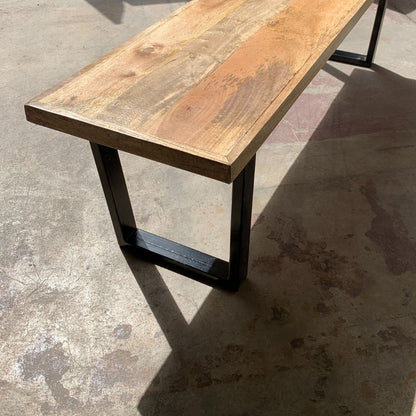 Handmade Solid Industrial Dining Bench with Metal U Frame Legs - Stylla London