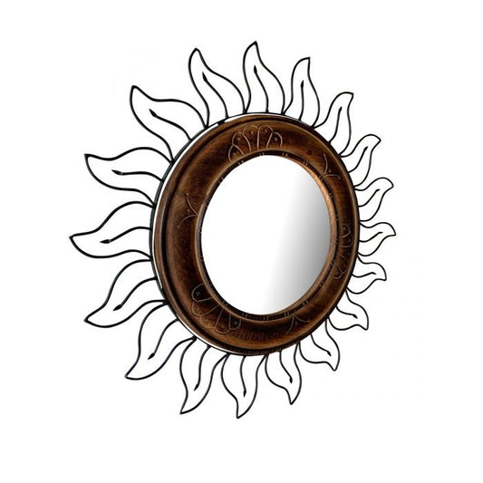 Handcrafted Mango Wood Sun Shape Mirror - Stylla London