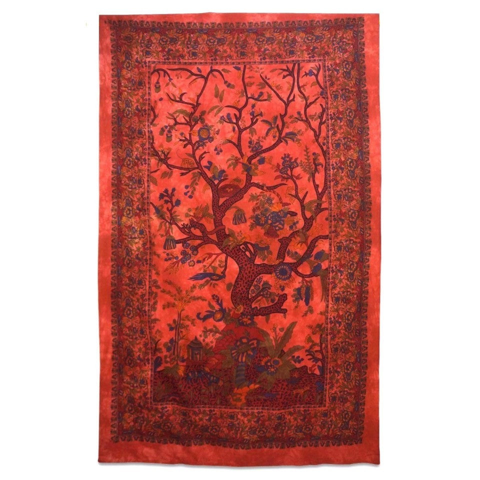Tree of Life Wall Tapestry - Red - Stylla London