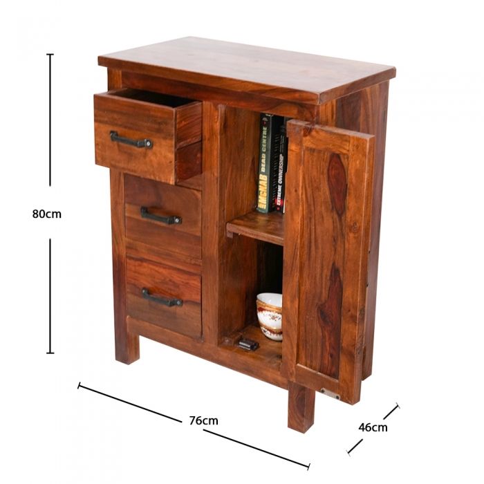 Wooden Storage Cabinet with Removable Shelf and 3 Drawers - Stylla London
